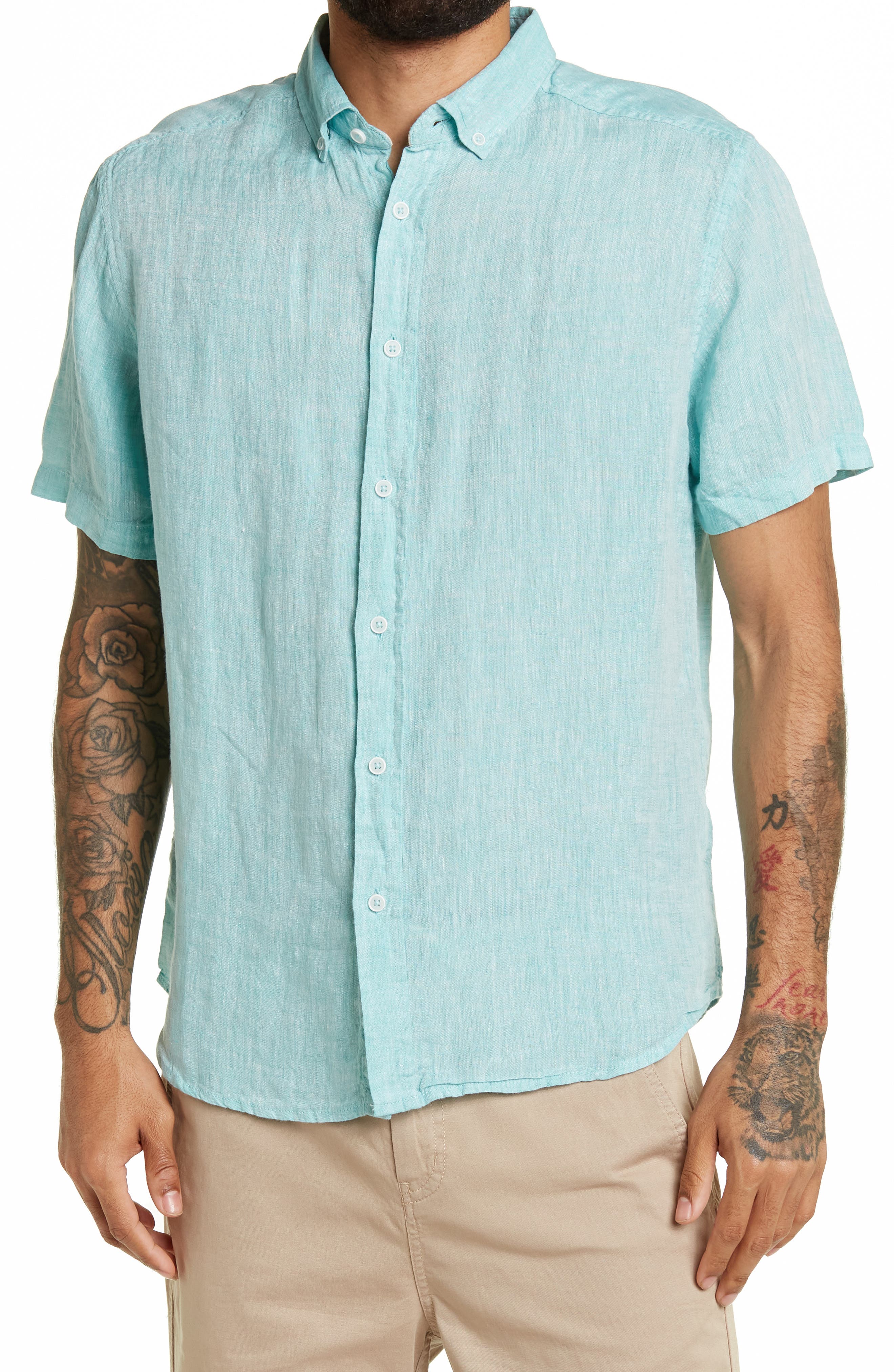 hower Men Classic Summer Short Sleeve Straight Fit Button Down Denim Shirt hower Men Classic Summer Short Sleeve Straight Fit Button Down Denim Shirt